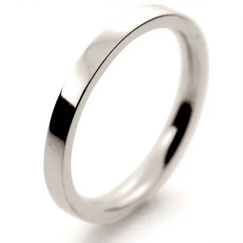 Flat Court Medium - 2 mm White Gold Wedding Ring (FCSM2 W) 